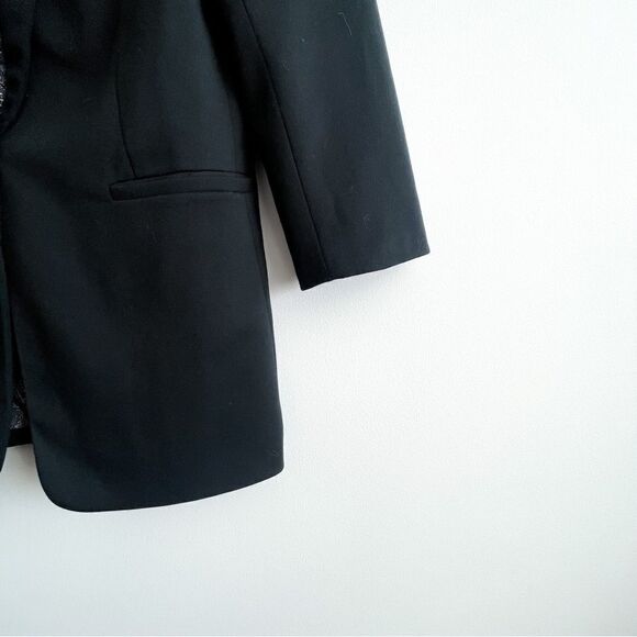 Studio Hilary Radley Blazer Black Padded Shoulders 3/4 Sleeves Button Women's M - Picture 4 of 10